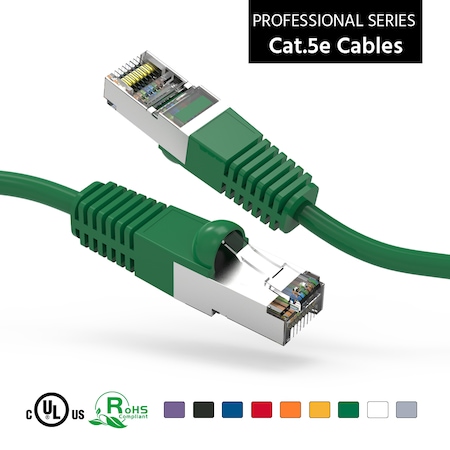 CAT5E Shielded (FTP) Ethernet Network Booted Cable- 6ft- Green